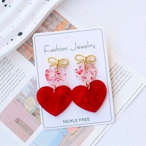 Fashion Jewelry Red Heart Earrings
